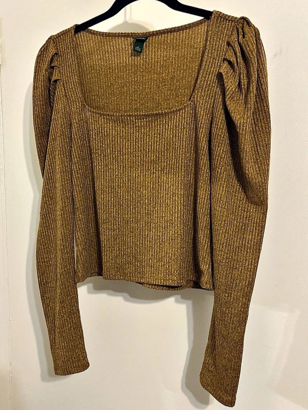 Wild Fable Square Neck Ribbed Long Sleeve Size Medium